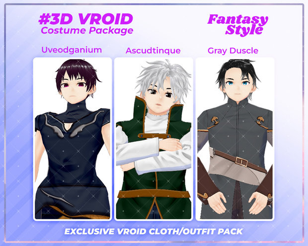 3D VRoid Outfit Pack Warrior & Medieval Fantasy Clothes for VRoid Models | VRoid Clothes, VRoid Costume, VRoid Fantasy Fashion