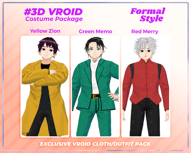 3D VRoid Outfit Pack Colorful Formal Fashion for VRoid Models | VRoid Clothes, VRoid Costume, VRoid Business Attire