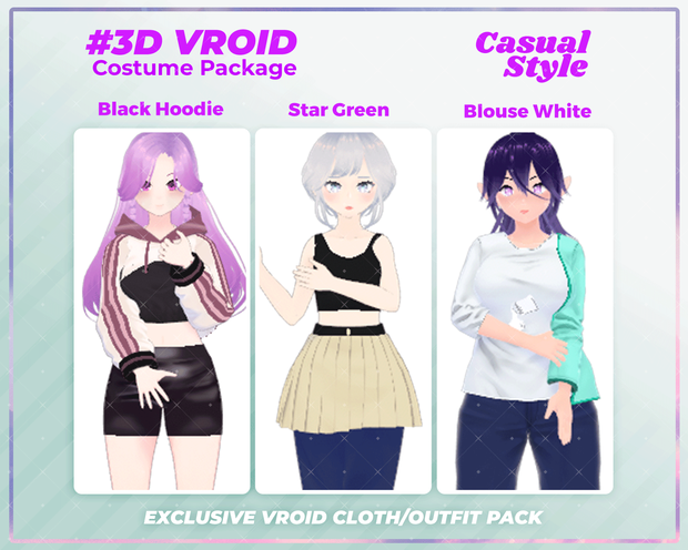 3D VRoid Outfit Pack Cozy & Trendy Casual Wear for VRoid Models | VRoid Clothes, VRoid Costume, VRoid Fashion