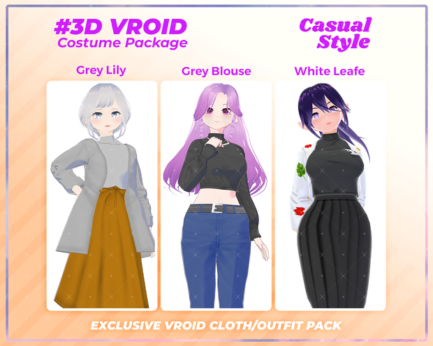 3D VRoid Outfit Pack Chic & Minimalist Casual Clothes for VRoid Models | VRoid Clothes, VRoid Costume, VRoid Fashion
