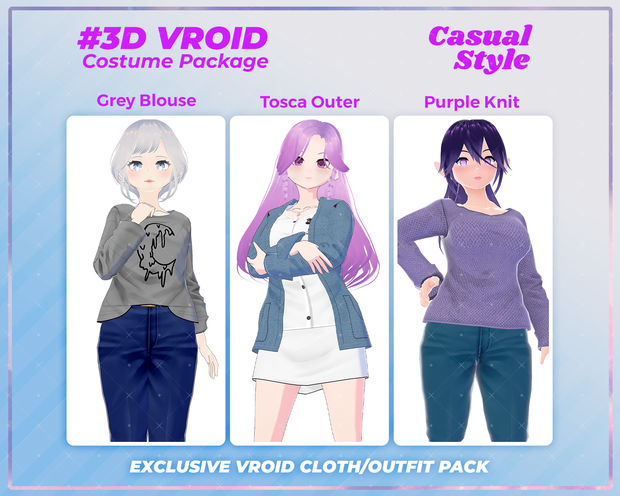 3D VRoid Outfit Pack Cozy & Trendy Casual Wear for VRoid Models | VRoid Clothes, VRoid Costume, VRoid Fashion