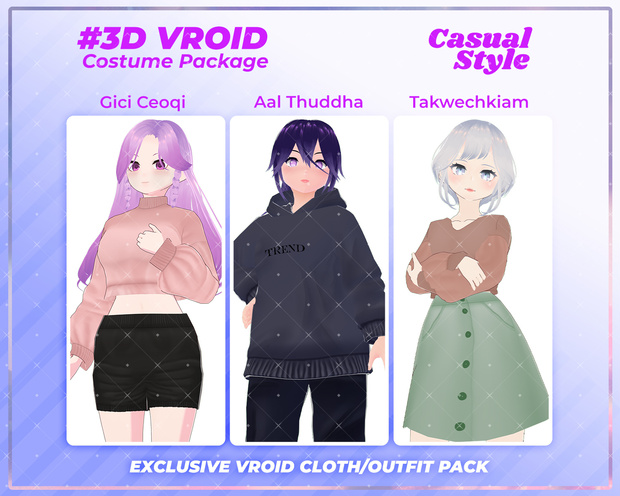 3D VRoid Outfit Pack Cozy & Trendy Casual Clothes for VRoid Models | VRoid Clothes, VRoid Sweater, VRoid Fashion