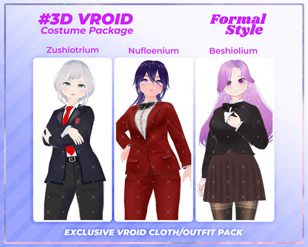 3D VRoid Outfit Pack Elegant Formal Suits for VRoid Models | VRoid Clothes, VRoid Business Fashion, VRoid Office Wear, VRoid Professional Attire