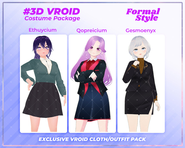 3D VRoid Outfit Pack Stylish Formal Wear for VRoid Models | VRoid Clothes, VRoid Business Fashion, VRoid Professional Attire