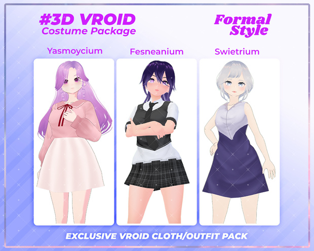 3D VRoid Outfit Pack Elegant & Cute Formal Wear for VRoid Models | VRoid Clothes, VRoid School Uniform, VRoid Office Attire