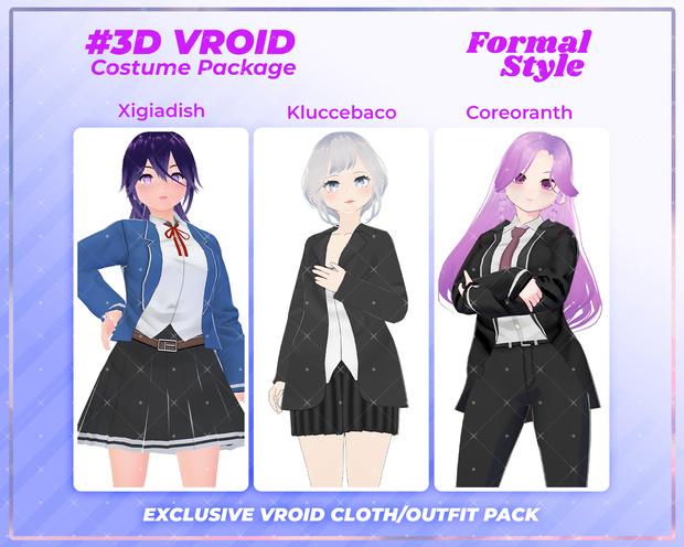 3D VRoid Outfit Pack Stylish & Professional Formal Wear for VRoid Models | VRoid Clothes, VRoid Business Attire, VRoid School Uniform