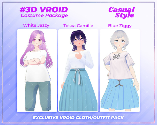 3D VRoid Outfit Pack Relaxed Casual Wear for VRoid Models | VRoid Clothes, VRoid Comfy Fashion, VRoid Everyday Outfit, VRoid Chill Attire