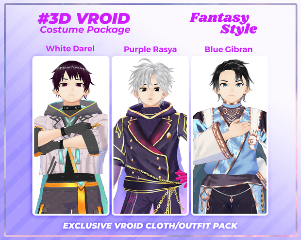 3D VRoid Outfit Pack Fantasy & Mystical Warrior Costumes for VRoid Models | VRoid Clothes, VRoid Mage Robe, VRoid Knight Attire, VRoid Fashion