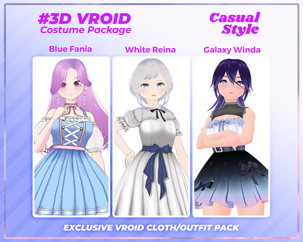 3D VRoid Outfit Pack Elegant & Sweet Lolita Dresses for VRoid Models | VRoid Clothes, VRoid Cute Fashion, VRoid Lolita Style, VRoid Aesthetic Outfit