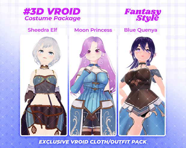 3D VRoid Outfit Pack Enchanted Fantasy Elf & Royal Attire for VRoid Models | VRoid Clothes, VRoid Costume, VRoid Fashion