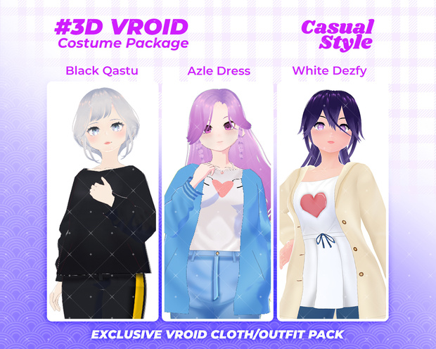 3D VRoid Outfit Pack Cozy & Cute Casual Fashion for VRoid Models | VRoid Clothes, VRoid Costume, VRoid Fashion