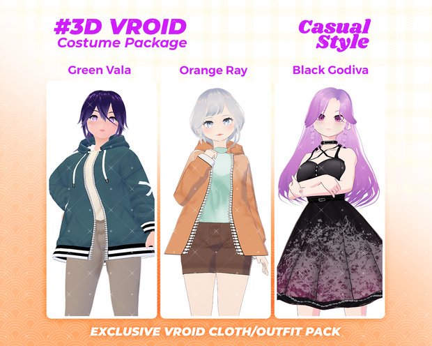 3D VRoid Outfit Pack Casual & Edgy Streetwear Fashion for VRoid Models | VRoid Clothes, VRoid Costume, VRoid Fashion