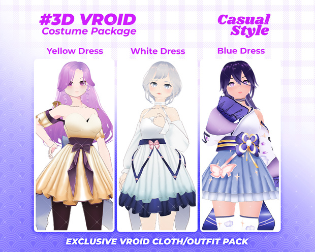 3D VRoid Outfit Pack Elegant & Enchanted Fantasy Dresses for VRoid Models | VRoid Clothes, VRoid Costume, VRoid Fashion