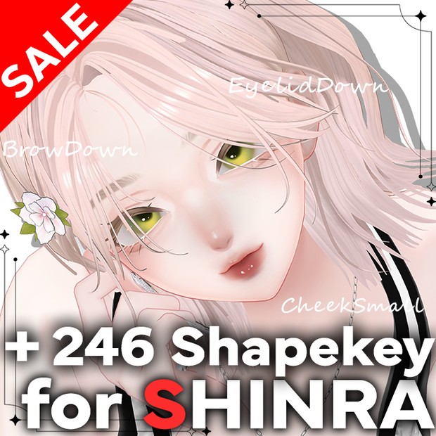 【24時間限定50%オフ】追加シェイプキー246種類+早期購入特典付き// 추가 셰이프 키 232종류 + 조기 구매 혜택 포함//232 additional shape keys + early purchase bonus　