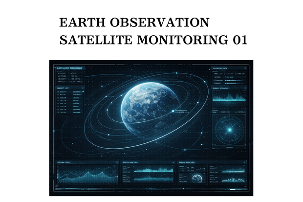 地球観測・衛星監視UI 01｜SF・宇宙系16:9背景素材