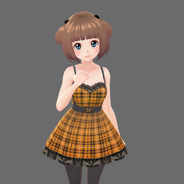 Orange Plaid Vroid Dress