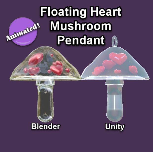 Floating Heart Mushroom Pendant