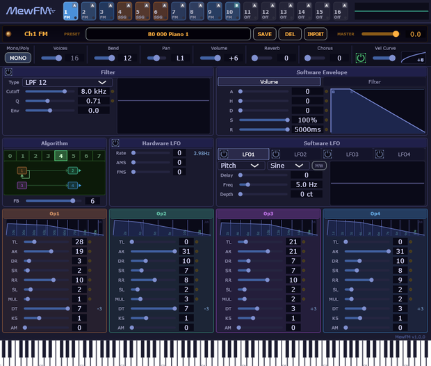 MewFM - YM2608 Emulated FM + SSG 16ch VSTi (Standalone版も同梱)