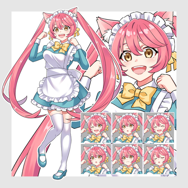 ネコミミメイド♥立ち絵素材 表情全7種（無料版あり）