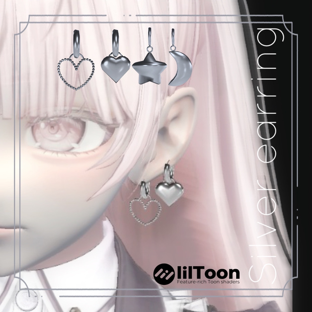 【3Dモデル】シンプルピアスvol.4￤simple Silver earring
