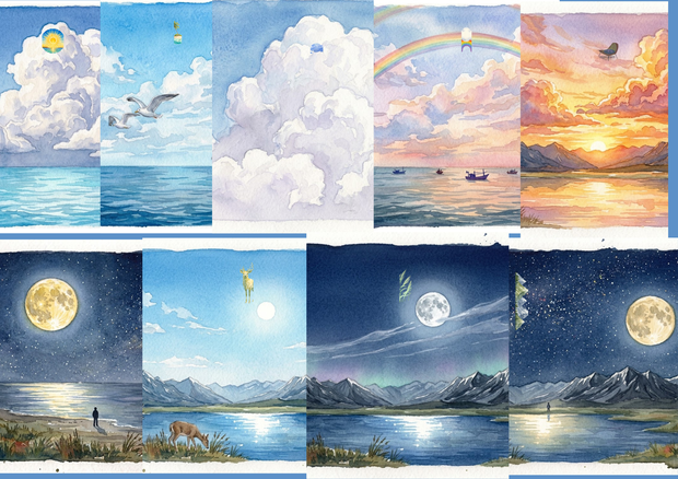 A4　水彩画背景　１０種　ブックカバーや色んな背景に使えます