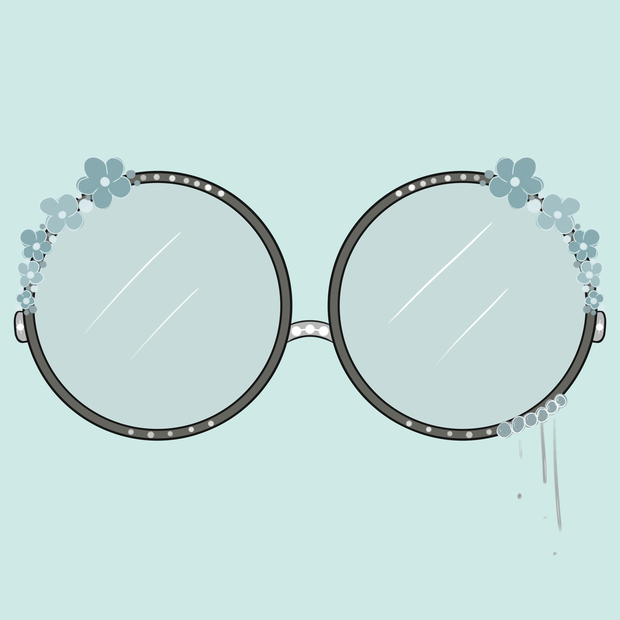 Blue Flower silver glasses