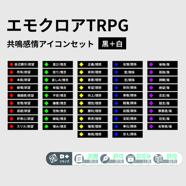 エモクロアTRPG　共鳴感情アイコンセット