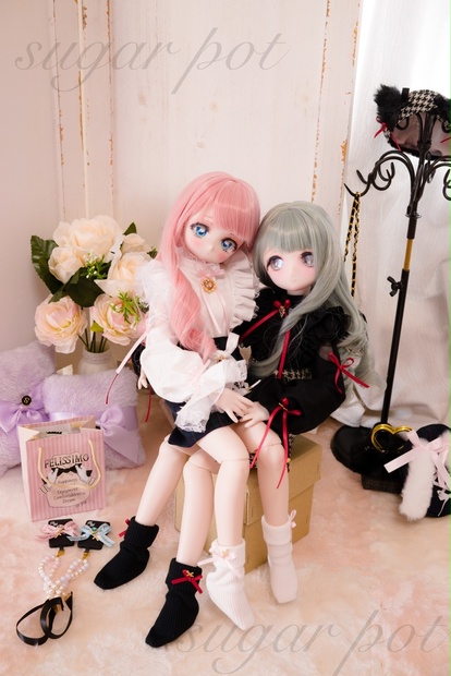 黒ねこちゃん、白うさぎちゃんセット - sugar pot - BOOTH