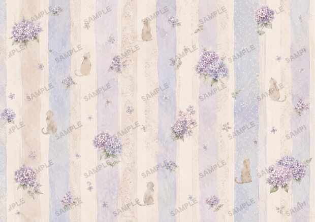 ＼ねこと紫陽花／デザインペーパー【ペーパーアイテム素材ＰＮＧ】