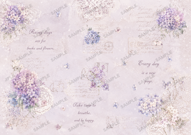 ＼紫陽花の手紙／デザインペーパー【ペーパーアイテム素材ＰＮＧ】