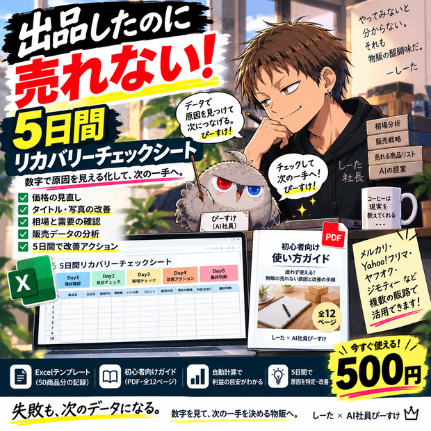 出品したのに売れない！5日間リカバリーチェックシート｜物販・せどり向け