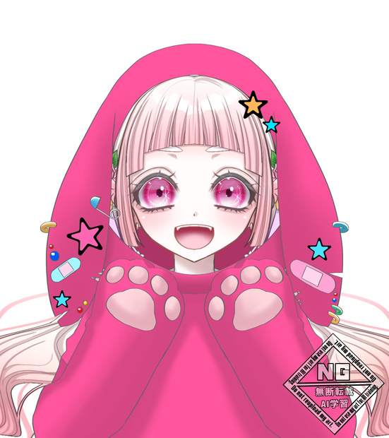 【VTuber素材】垂れ耳うさぎのパーカー🐰〈全４色〉【無償素材】(透過素材)