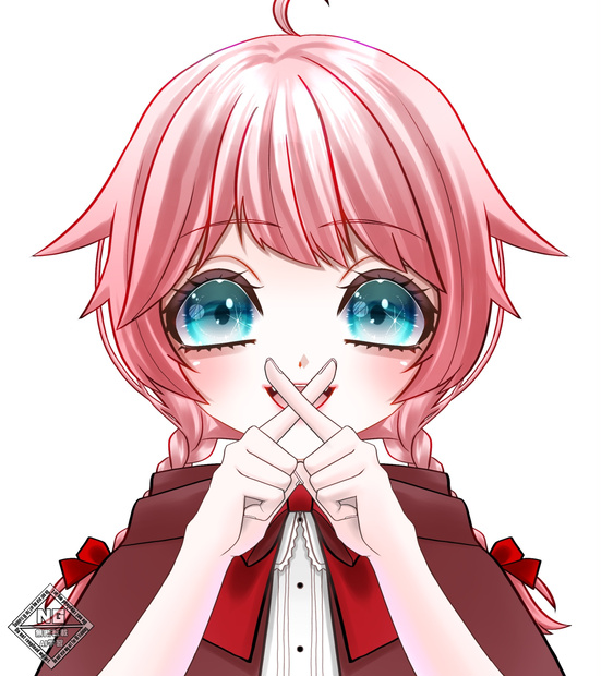 口の前で可愛くバツを作る手の素材💗【VTuber素材】【無償素材】(透過素材)