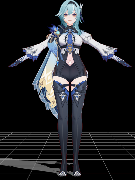 【原神】エウルア 3Dモデル｜原作衣装・顔再現＋完全素体
