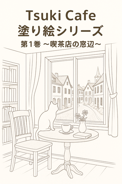 Tsuki Cafe 塗り絵シリーズ 第1巻『喫茶店の窓辺』