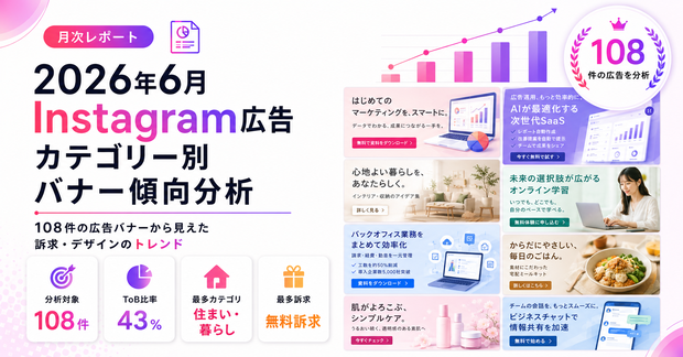 2026年6月 Instagram広告 カテゴリー別バナー傾向分析（108件）