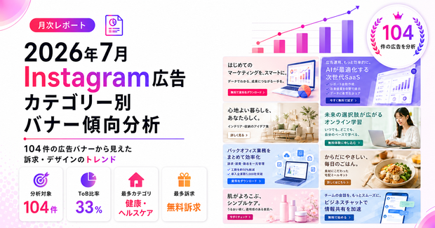 2026年7月 Instagram広告 カテゴリー別バナー傾向分析（104件）