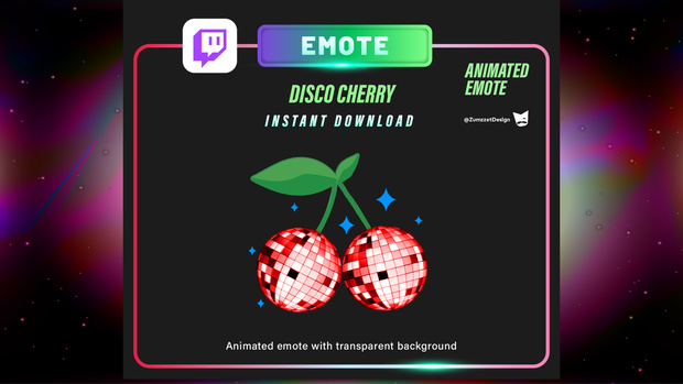 アニメーション・ディスコチェリー – Twitch＆VTuber用GIFエモート（透過）