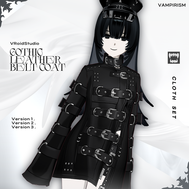 Gothic leather belt coat set  [VRoid]
