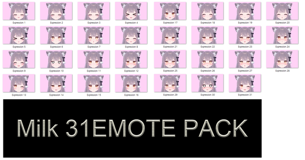 ミルク Re [ -Milk Re- ] 3.0 SDK 用 31個 表情 パッケージ [31 Face Emote Package]