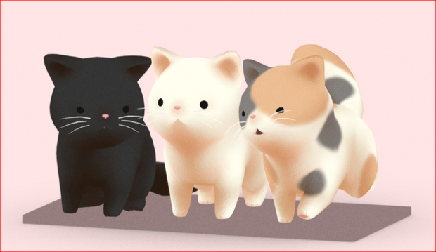 Chonky Cat Trio 3Dモデル 3D Model VRChatアバ 
