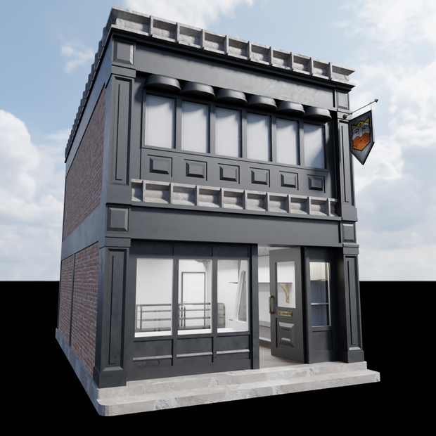 3DCG【shop_building】店舗セット お店