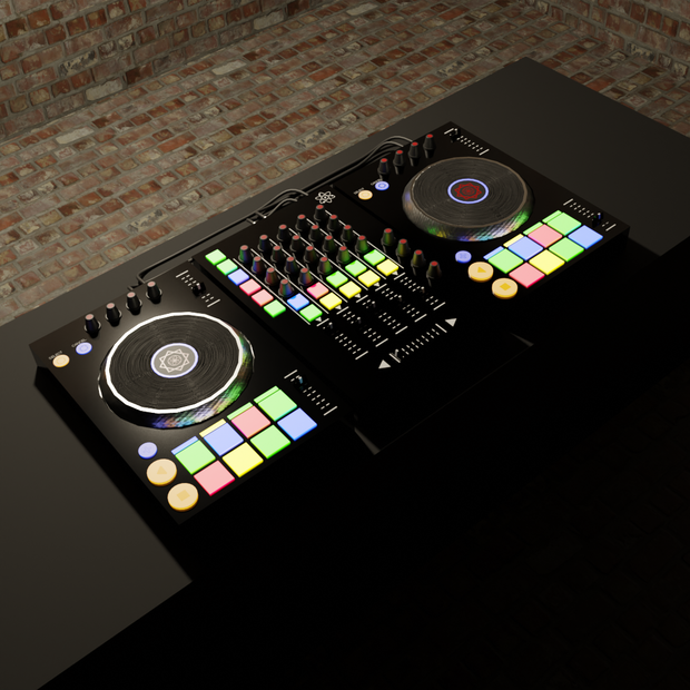 3DCG【DJ_set】ターンテーブル ミキサー