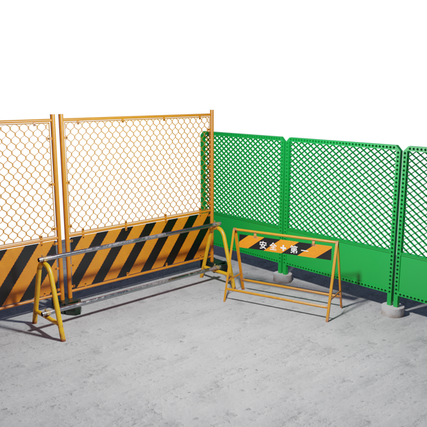 3DCG【fence_set】フェンス 4点セット