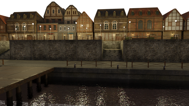 3DCG【medieval_port_set】中世風 港セット
