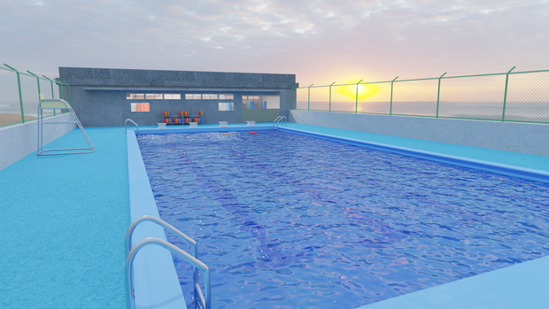 3DCG【pool】学校のプール 屋外プール