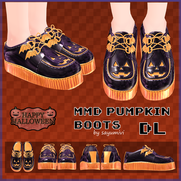 [VRChat + MMD] PUMPKIN BOOTS DL