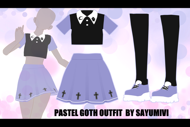[VRChat + MMD] pastel goth outfit
