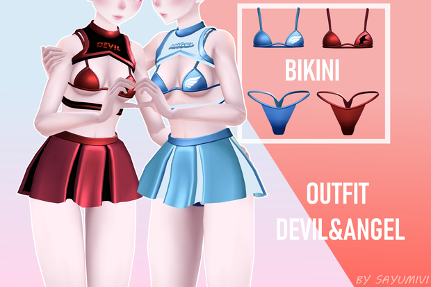 [VRChat + MMD] DEVIL AND ANGEL OUTFIT - COMMERCIAL USE