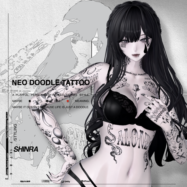 Neo Doodle Tattoo／ネオドゥードゥルタトゥー【9アバター対応／タトゥーテクスチャ】